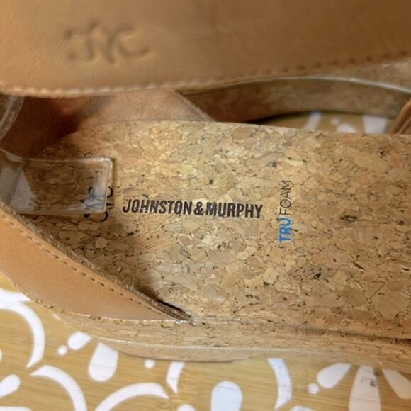 NWT Johnston and Murphy tan calfskin Gigi Cross-Band Sandal - Picture 9 of 11